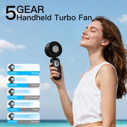 Mini draagbare turboventilator met 100 windsnelheden, ultrastille werking, compacte 4-in-1 opvouwbare zakventilator, kan in de hand, om de nek of op een bureau worden gebruikt, oplaadbaar via USB, ideaal voor de zomer, reizen en buitenactiviteiten. — thumbnail 4
