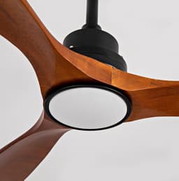 HAUSS SPOLE Plafondventilator Met Verlichting – 132 cm – 3 Walnoothouten Bladen – Metaal En Hout – Zwart En Donker Walnoot – Stille DC Motor — thumbnail 2