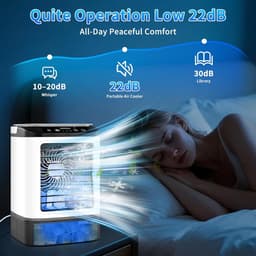 Draagbare verdampingsluchtkoeler / mini airco zonder afvoerslang / 900ml watertank / 4 ventilatorsnelheden / vernevelingsfunctie / 7 kleuren LED verlichting / stille USB luchtkoeler voor thuis / kantoor / reis / persoonlijke aircooler — thumbnail 5