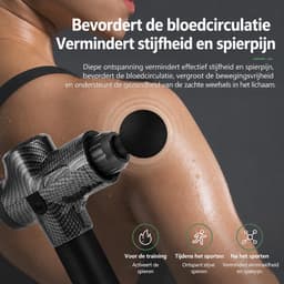 Casa Living Massage Gun - Massage Apparaat - 30 Snelheden - 6 Massagekoppen - Diepe Spiermassage - Oplaadbaar - 2500mAh - Zwart — thumbnail 4
