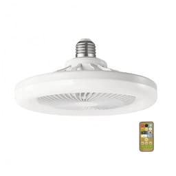 Stille ventilatorlamp voor fitting – Plafondventilatorlamp met schroeffitting, LED-lamp met ventilator, plafondventilator met verlichting en afstandsbediening voor keuken, badkamer, berging en garage (wit) — thumbnail 1