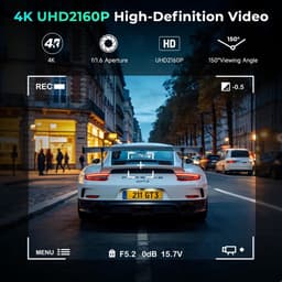 Dashboardcamera - Autocamera DVR - Veilige Rit Registratie - 4K Ultra HD Resolutie - 64 GB SD-kaart - Zwart — thumbnail 2