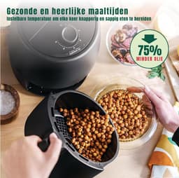 QORA® Mini airfryer - Airfryer - Airfryer klein - Zwart - 22cm x 28cm x 27cm — thumbnail 2