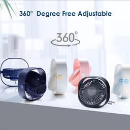 Mini USB-ventilator, draagbare ventilator, stille ventilator, bureauventilator met 3 instelbare snelheden, USB-voeding, voor thuis en op kantoor (wit) — thumbnail 4