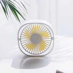 Mini USB-ventilator, draagbare ventilator, stille ventilator, bureauventilator met 3 instelbare snelheden, USB-voeding, voor thuis en op kantoor (wit) — thumbnail 2