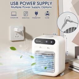 Draagbare airconditioner - Bureauventilator - Draagbare airconditioner voor studentenkamers - 25W mini draagbare airconditioner - 2 koelstanden - 2 ventilatorsnelheden voor persoonlijke verkoeling - Geschikt voor slaapkamers, kantoren en buiten — thumbnail 3