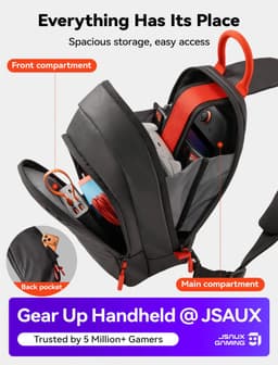 JSAUX Crossbody Sling Bag voor Nintendo Switch 2 / Steam Deck / ROG Ally - 4,5L - Waterbestendig - Zwart - BG0131 — thumbnail 3