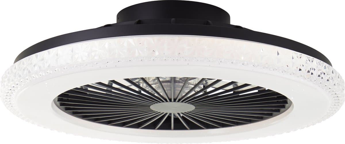 Brilliant Badria - Plafondventilator - Met verlichting - LED 40W - 3000K-6500K - Dimbaar - Zwart - Crystal effect - Zeer stil — afbeelding 1