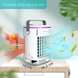 Mobiele airco zonder Slang & Afvoer- 3-in-1 - 4 Snelheden - Mini Ventilateur - Draagbare Aircooler - LED Verlichting- Aircoventilatoren - Voor Slaapkamer & Woonkamer - Wit — thumbnail 3