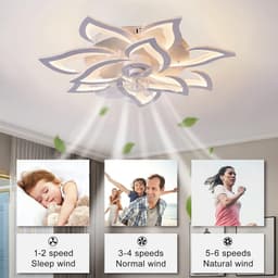 10 Lotus Ventilator Lamp - Plafondventilator - Smart Lamp - Met Dimmer - 3 Standen Ventilator - Keuken Lamp - Woonkamerlamp - Moderne lamp — thumbnail 3