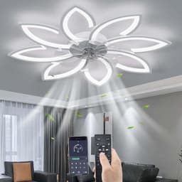 8 Sterren Plafondlamp Met Ventilator - Wit - Met Afstandsbediening - Smart lamp - Dimbaar Met App - 6 Standen Ventilator - Woonkamerlamp - Moderne lamp - Plafoniere — thumbnail 1
