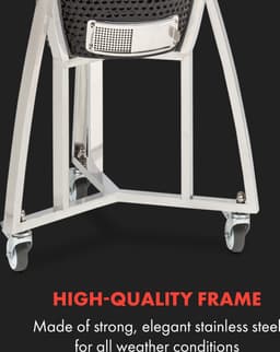 Klarstein Queensize kamado grill - om te grillen, slow cooking, roken of bakken, afneembare zijpanelen, materialen: keramiek, roestvrij staal, bamboe, thermometer van 0-450 °C, 3 wielen, zwart — thumbnail 5
