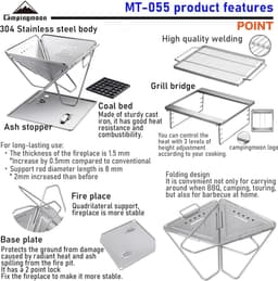 Draagbare Takibi Fire en Grill, RVS Fire Pit MT-055 — thumbnail 3