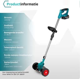 MKSS® Zweefmaaier - Grastrimmer met Accu - Grasmaaier - Handmaaier met Wielen - Blauw — thumbnail 4