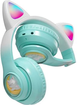 RyC Toys Kinder Hoofdtelefoon- groen |Draadloze Koptelefoon-Kids Headset-Over Ear-Bluetooth-Microfoon-Katten Oortjes-Led Verlichting — thumbnail 4