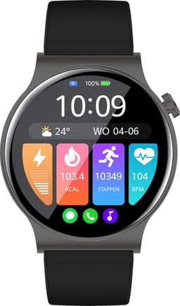 OOQE WATCH CS PRO - Smartwatch Heren en Dames | Geschikt voor iOS en Android | Full HD | Notificaties | Gezondheidsanalyse | Sportanalyse | GPS Koppeling | Bellen | Muziek/Audio Luisteren | Spelletjes | Ergonomisch | Nederlandstalig | Zwart/Antraciet — thumbnail 2