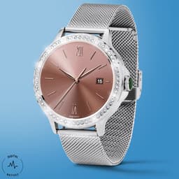 Digital Nativez dames smartwatch horloge zilverkleurig met echte zirkonia’s | incl. extra, makkelijk verstelbare, horlogeband | geschikt voor Iphone en Android | met o.a. NL menu| incl. luxe giftbox – kado — thumbnail 5