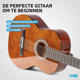 Klassieke Akoestische Gitaar 4/4 - Met Nylon Snaren - MAX SoloArt - Beginnersset met Accessoires - Bruin — thumbnail 2