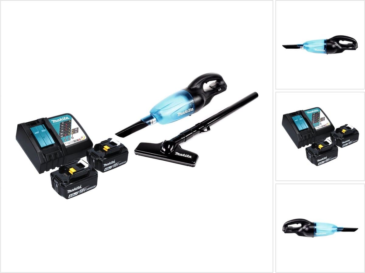 Makita DCL 180 RM B accu stofzuiger 18 V zwart + 2x accu 4.0 Ah + lader — afbeelding 1