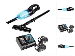 Makita DCL 180 RG B accu stofzuiger 18 V zwart + 2x accu 6.0 Ah + lader — thumbnail 1