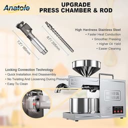 Olie Persmachine Elektrische Zaad Olie Maker Rvs 820W Automatische Keuken Olie Extractor voor Commerciële Thuisgebruik 220V UK Plug — thumbnail 2