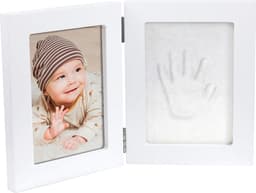 Happy Hands 130025 Klein dubbelframe handafdrukset voor een baby hand- of voetafdruk en een foto ter herinnering, wit, 500 g — thumbnail 4