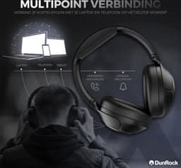 DunRock® Halo koptelefoon met ANC en multipoint - Met DunRock App voor je smartphone - draadloze bluetooth koptelefoon - met filter microfoons — thumbnail 5
