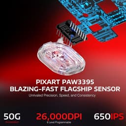 ATTACK SHARK Draadloze Gaming Muis - Wired/2.4G/BT5.4 - Lichtgewicht 49G - PAW3395 - 26000DPI - Rood — thumbnail 2