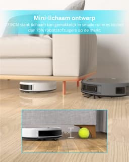 2-in-1 Robotstofzuiger met Laadstation - Met Dweilfunctie (Excl. Dweilaccessoires) - 3.0 Technologie - 120min. - Robotstofzuigers - Dweilrobot - Huisdieren - Stofzuiger - Spraakbesturing & App - Wit — thumbnail 5