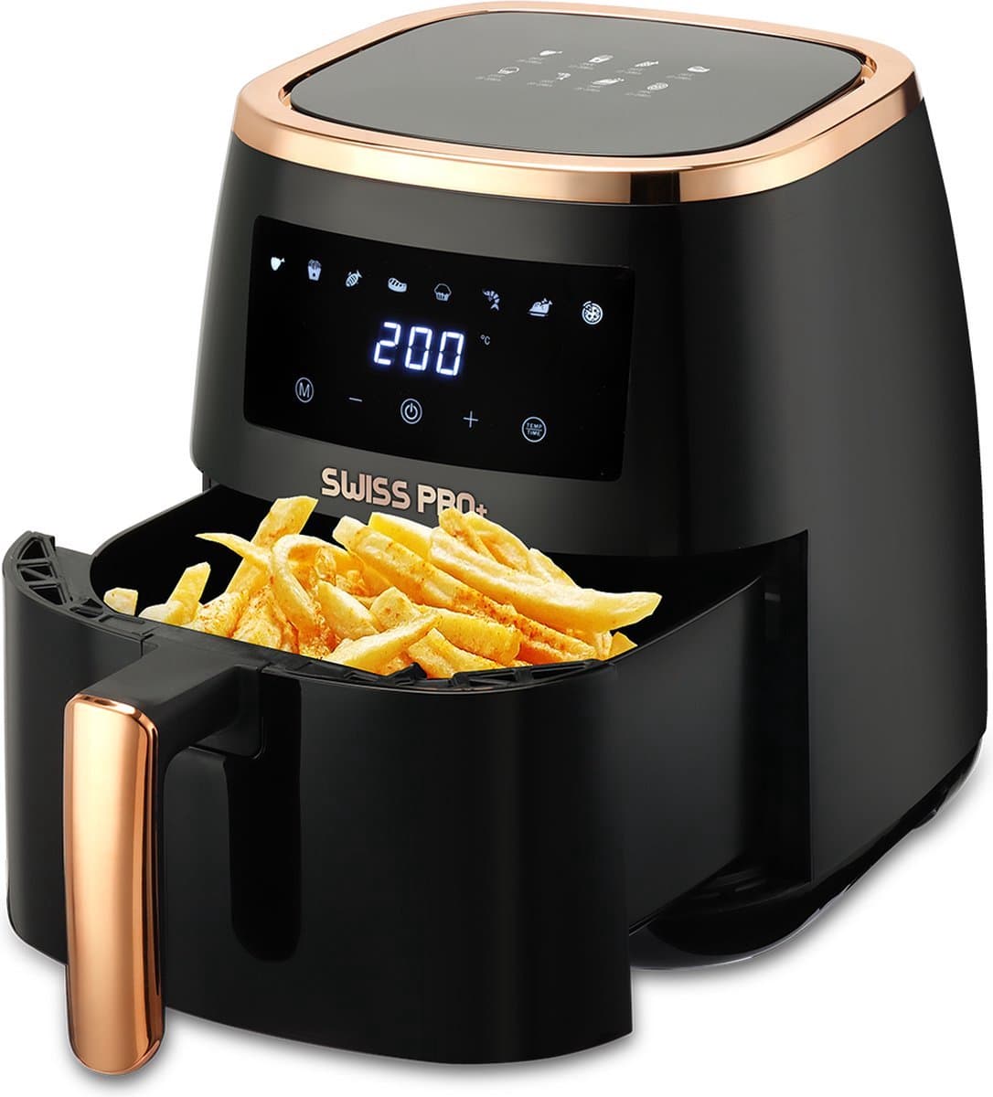 Smart Airfryer 6.5 L van Swiss Pro+ - 1500W - Zwart/rose goud — afbeelding 1