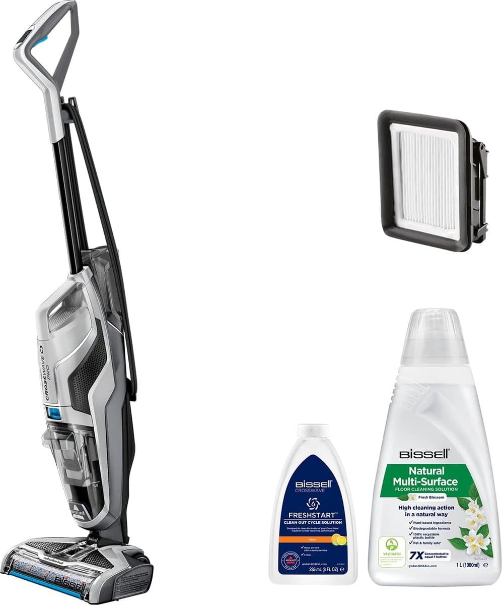 BISSELL CrossWave C3 Pro Steelstofzuiger met Dweilfunctie - 3-in-1 Stofzuiger, Dweil & Droger - Vloerreiniger met Snoer - Multi Surface Cleaner voor Harde Vloeren & Vloerkleden - 3555N — afbeelding 1