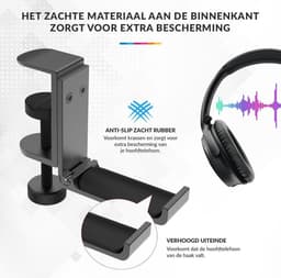 YONO Koptelefoon Houder Uitklapbaar - RVS - Headset Haak - Hoofdtelefoon Hanger - Bureau - Metaal - Zwart — thumbnail 4
