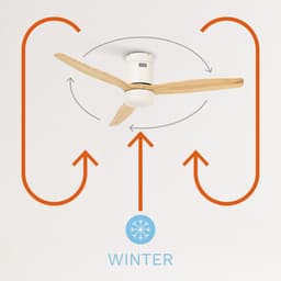 CREATE - Plafondventilator 40W silent Ø132 cm - Met Verlichting drie temperaturen - Met Afstandsbediening - 6 Snelheden - Timer - Zomer/Winter functie - Wit - WIND CALM — thumbnail 3