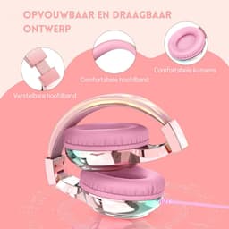 StayPowered Kinderkoptelefoon - Veilig & Comfortabel Luisteren - Volumebegrenzing 85/94 dB - Verstelbaar & Opvouwbaar - Zachte Over-Ear Kussens - Ingebouwde Microfoon - 3.5 mm Aansluiting - Roze/Blauw - Levering Sneller dan Aangegeven! — thumbnail 5