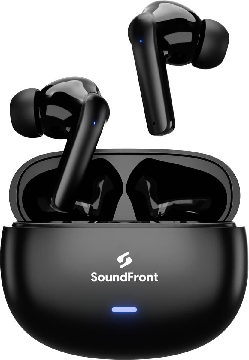 Soundfront Ultimate Draadloze Oordopjes - Bluetooth Oortjes - 26dB Active Noise Cancelling - Oortjes draadloos - Sport oordopjes - Geschikt voor Smartphones & Laptops - Zwart — afbeelding 1