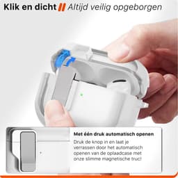 Schokbestendig Hoesje - Geschikt voor Apple AirPods 4 - Hardcase Met Sleutelhanger - Transparant & Wit — thumbnail 3