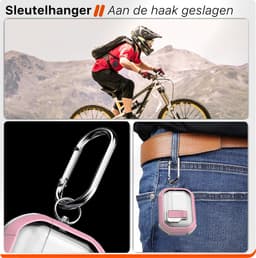 Schokbestendig Hoesje - Geschikt voor Apple AirPods 4 - Hardcase Met Sleutelhanger - Transparant & Roze — thumbnail 4