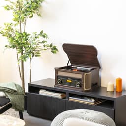Retro platenspeler Bluetooth - Fenton Memphis - Met FM en DAB radio - Cassette speler - Donkerbruin — thumbnail 2