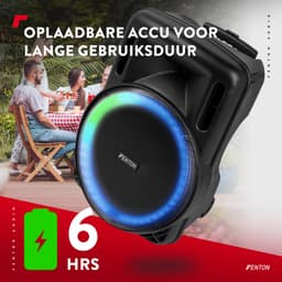 Speaker Bluetooth - Fenton FT15LED MK2 karaoke box met LED’s, accu en microfoon - Voor huisfeesten — thumbnail 3