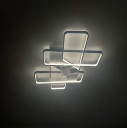 Smart Lamp Ventilator - Dimbaar - LED Plafond Ventilator - Zwart/Wit - Moderne Kroonluchter Ventilator - 90 cm - Woonkamerlamp — thumbnail 2