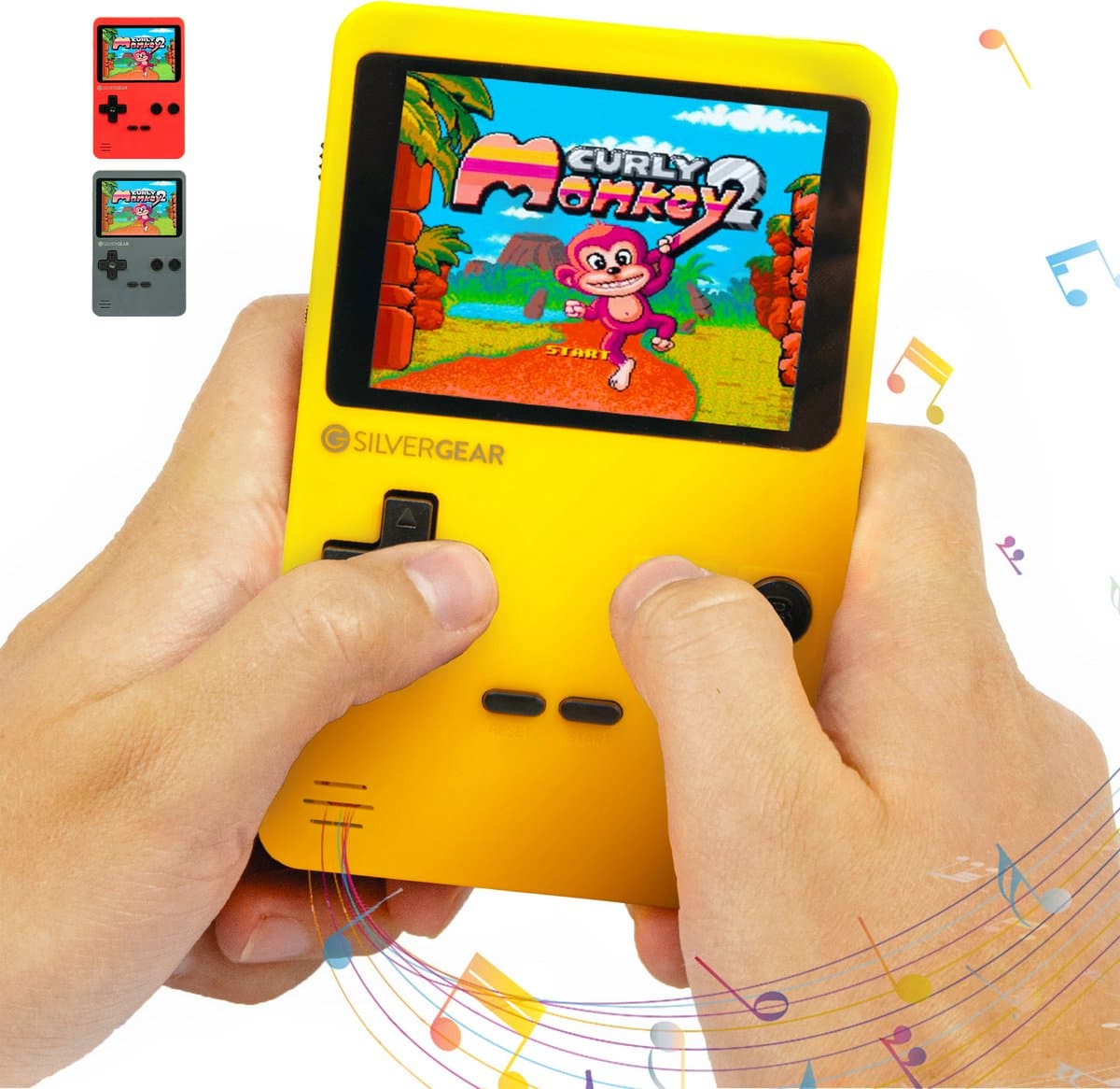 Silvergear Retro Game Console met 240 Arcade Games - Geen Internet Nodig - Spelcomputer voor Kinderen - Gaming Computer - Game Console Handheld - Vakantie Speelgoed - Reizen - Cadeau voor Jongens en Meisjes - 6, 7, 8, 9, 10, 11, 12+ Jaar - Geel — afbeelding 1