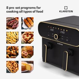 Klarstein Airfryer AuraAir Color Touch Heteluchtfriteuse - 2 Compartimenten 10L 1700W - 80-200°C 8 Programma's - voor Keuken - Touch Met BPA-Vrij - Heteluchtoven Frituurpan — thumbnail 5