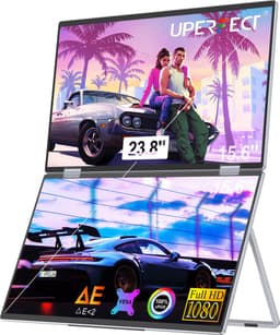 UPERFECT 15,6" Dual Draagbaar Monitor 1080P 100% sRGB 1000:1 ZWART Tweede Scherm met Geïntegreerde Mount & VESA Mount voor Laptop/Switch/MacBook — thumbnail 1