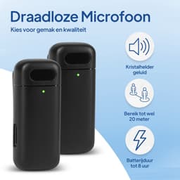 Techard Draadloze Microfoon 2 stuks met Oplaadcase Dasspeld Microfoon Lavalier Microfoon Draadloos Microfoons 2026 Model - Inclusief Windkapjes en Adapters — thumbnail 2