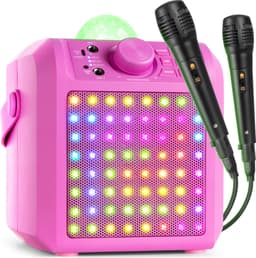 Karaoke set met 2 microfoons - Fenton KAR55P - Met discobol en Bluetooth - Voor kinderen - Roze — thumbnail 1