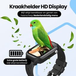 Protectly® GPS Horloge Kind Met Simkaart - SOS-Knop - Smartwatch Kinderen - Smartwatch Kind - GPS Tracker Kind - 4G - Videobellen - HD Camera - Whatsapp en SMS - Elke polsmaat - Incl. Simkaart — thumbnail 4