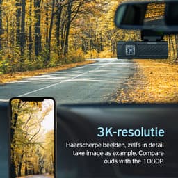 Norrmalm® Dashcam voor auto - 3K - GPS - Wifi - App (iOS, Android) - 64GB SD-Kart - G-sensor - Loop recording - Zwart — thumbnail 3