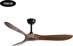 Bovista Plafondventilator - Met Verlichting - Plafond Ventilator - Met Lamp - Plafonniere Met Ventilator - Zwart/Hout - 150cm — thumbnail 5