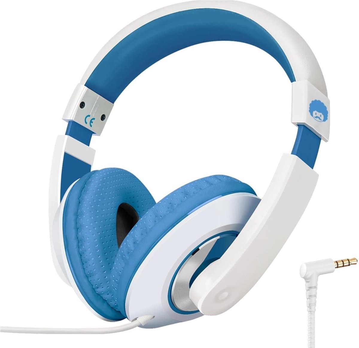StayPowered Kinderkoptelefoon - Perfect Geluid & Ultiem Comfort - Verstelbaar - HD Microfoon - Kraakhelder Stereo - Zachte Oorkussens - Duurzame Kabel - 3.5mm Jack - Wit/Blauw - Levering Sneller dan Aangegeven! — afbeelding 1
