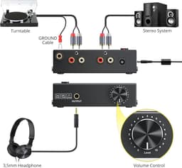 Nördic M/M Phono Voorversterker - RCA & 3,5mm uitgangen - Platenspeler naar speakers of hoofdtelefoon - Met versterker - Audiophile Preamplifier — thumbnail 4